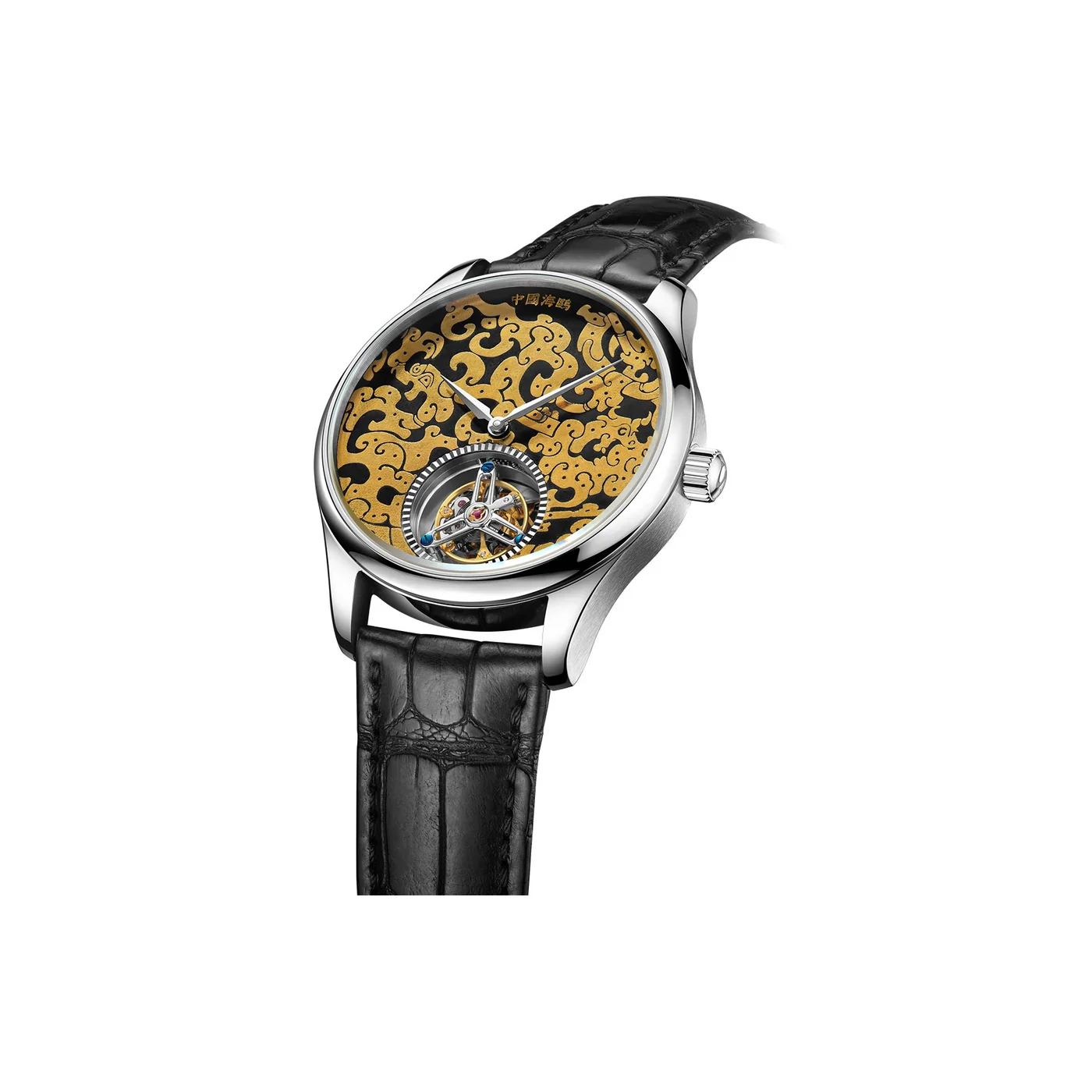 Seagull 24K Gold Damascening Dragon Pattern Tourbillon Watch 41mm - Image 3